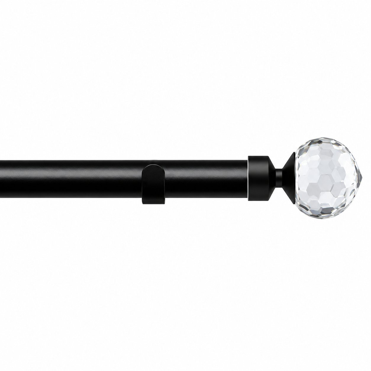 New Edge Blinds 28mm Black Crystal Fixed Eyelet Curtain Pole - 200cm