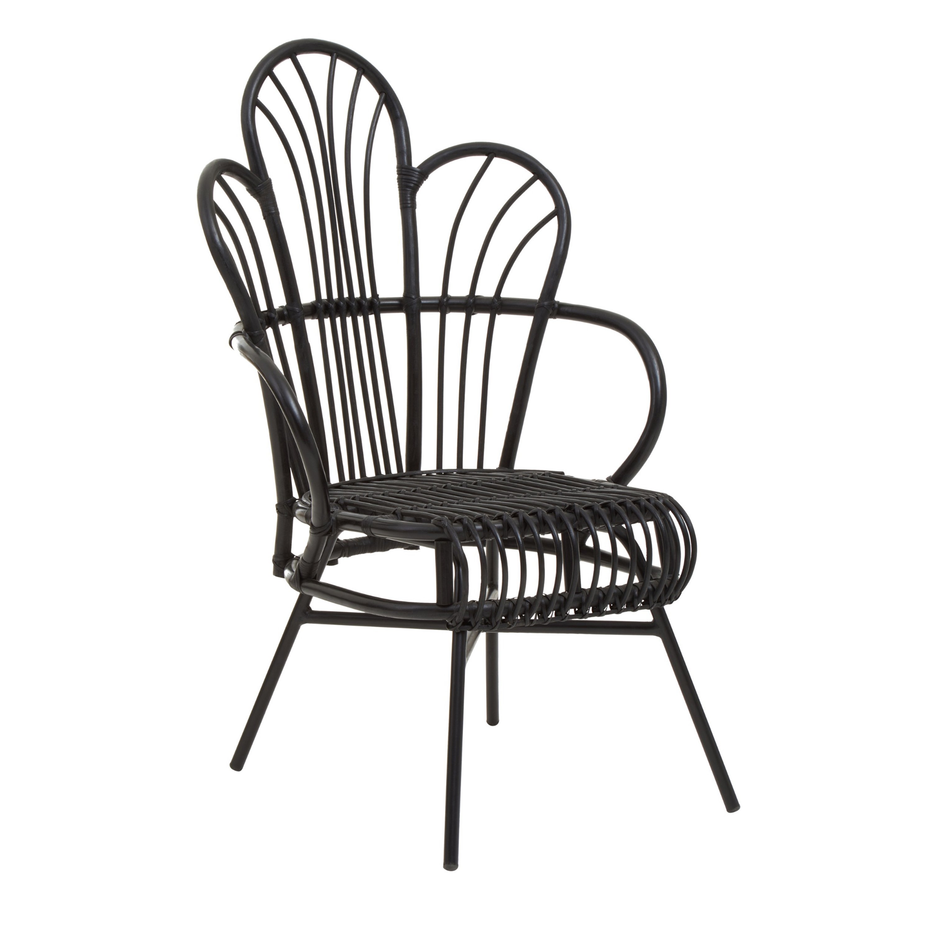Orsina Java Rattan Scalloped Back Chair – Black