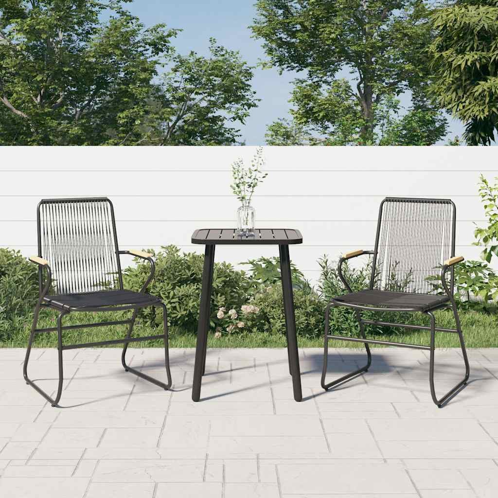 Walplus 2 Piece PVC Rattan Garden Chairs - Black - 9 x 85.5 cm