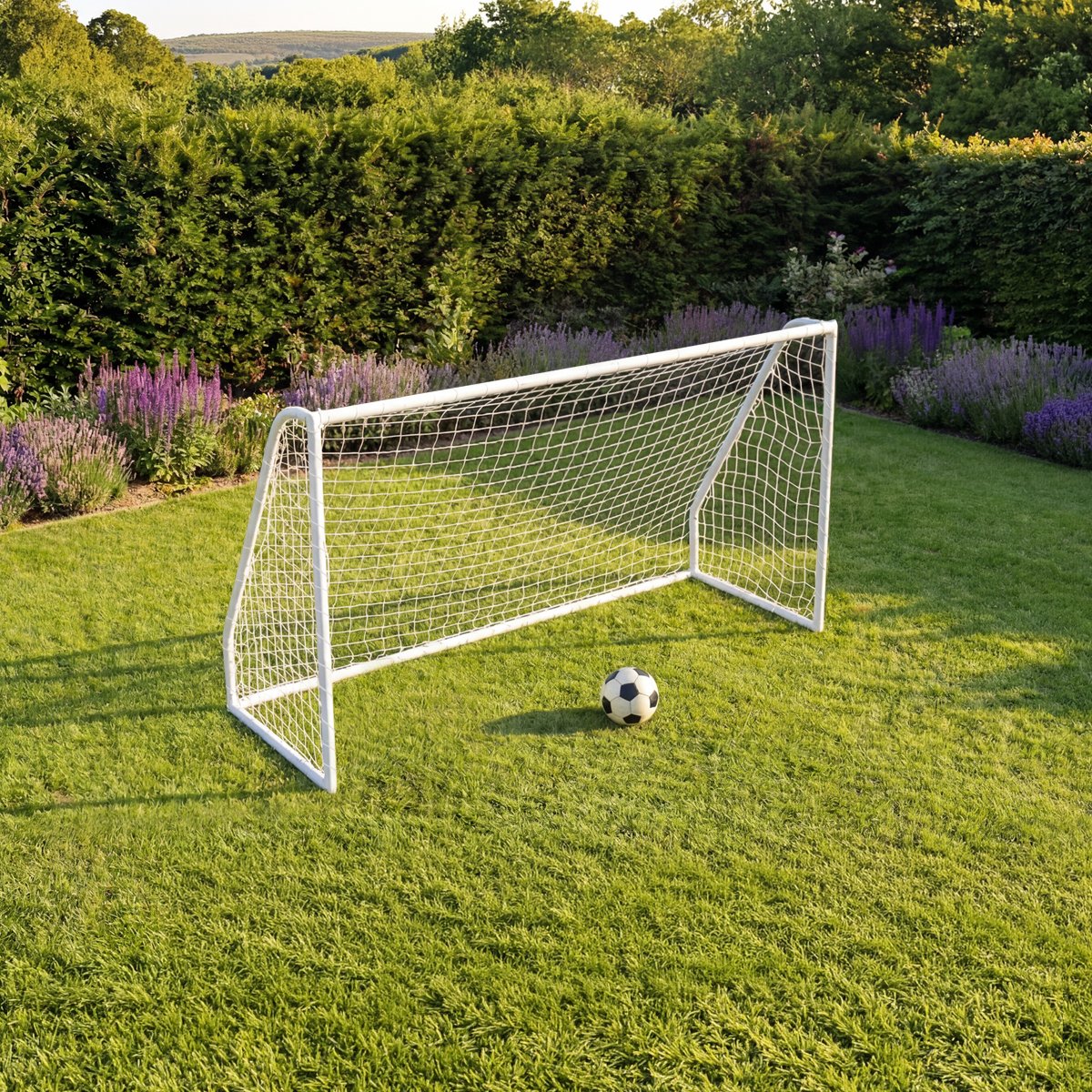 Charles Bentley Junior 8ftx4ft Plastic White Football Goal Inc. Net - White