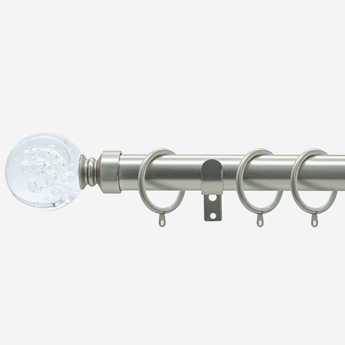 New Edge Blinds Brushed Steel 28mm Bubbles Fixed Metal Curtain Pole - 290cm