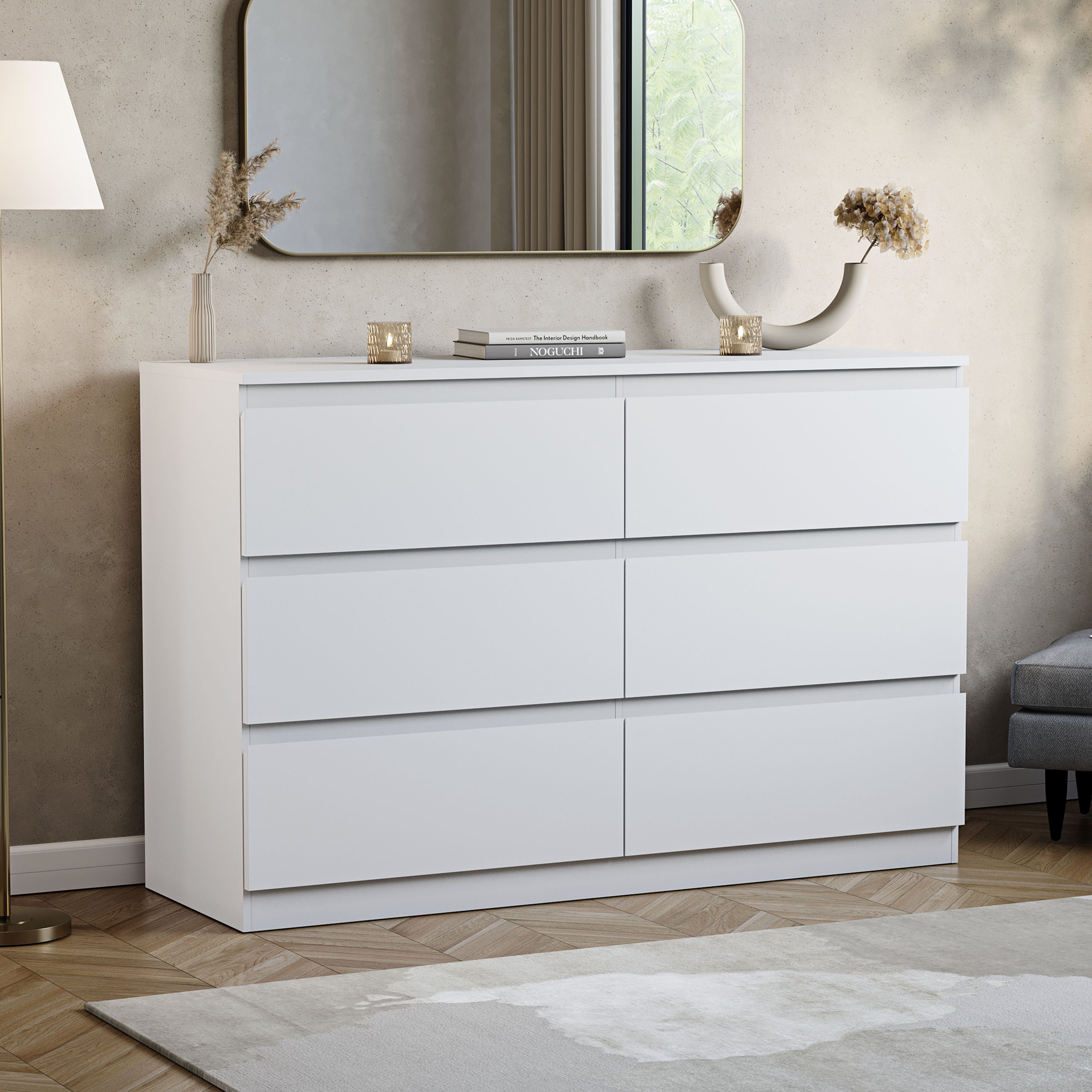 Vida Designs Denver 6 Drawer Chest - White