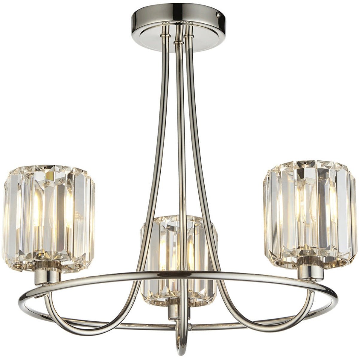 Loops Direct Steel Semi Flush Ceiling Light - Bright Nickel