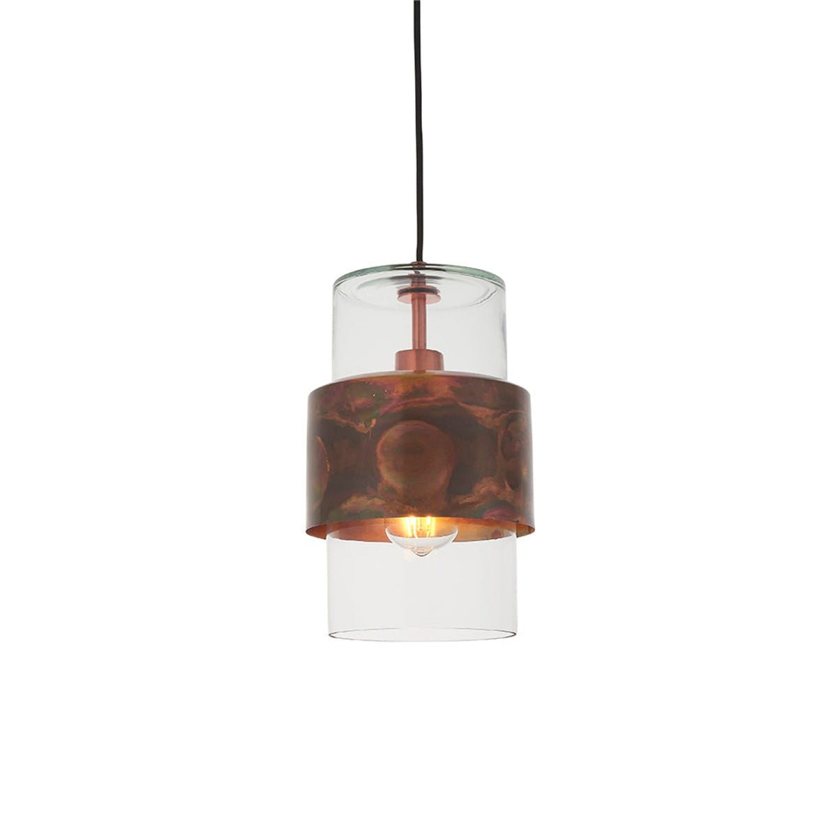 Loops Direct Steel and Glass Pendant Light - Copper Patina