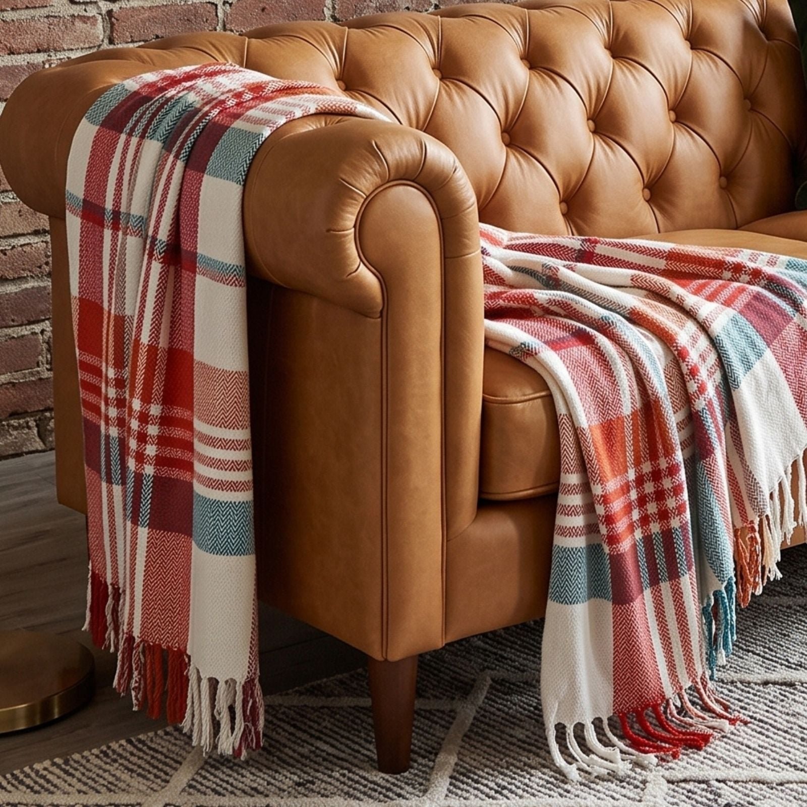 Homescapes Cotton Tartan Falun Throw - 150 x 200 cm - Red