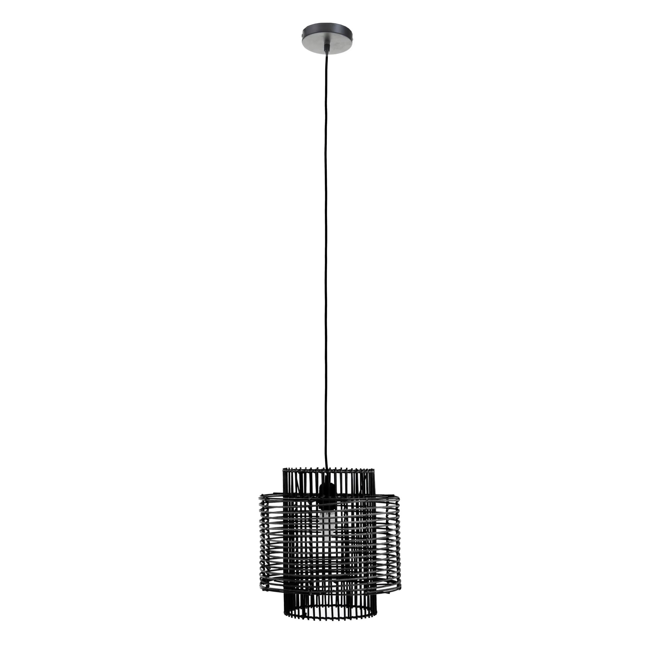 Orsina Jaya Rattan Overlapping Pendant Light - Black