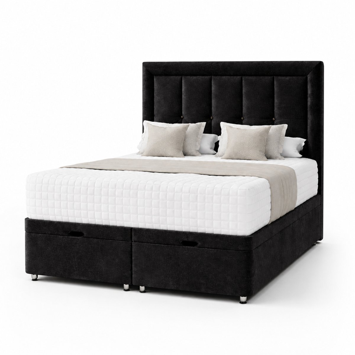 Comfy Deluxe Ren  5ft King Size Ottoman End Lift  Bed Set - Naples Black