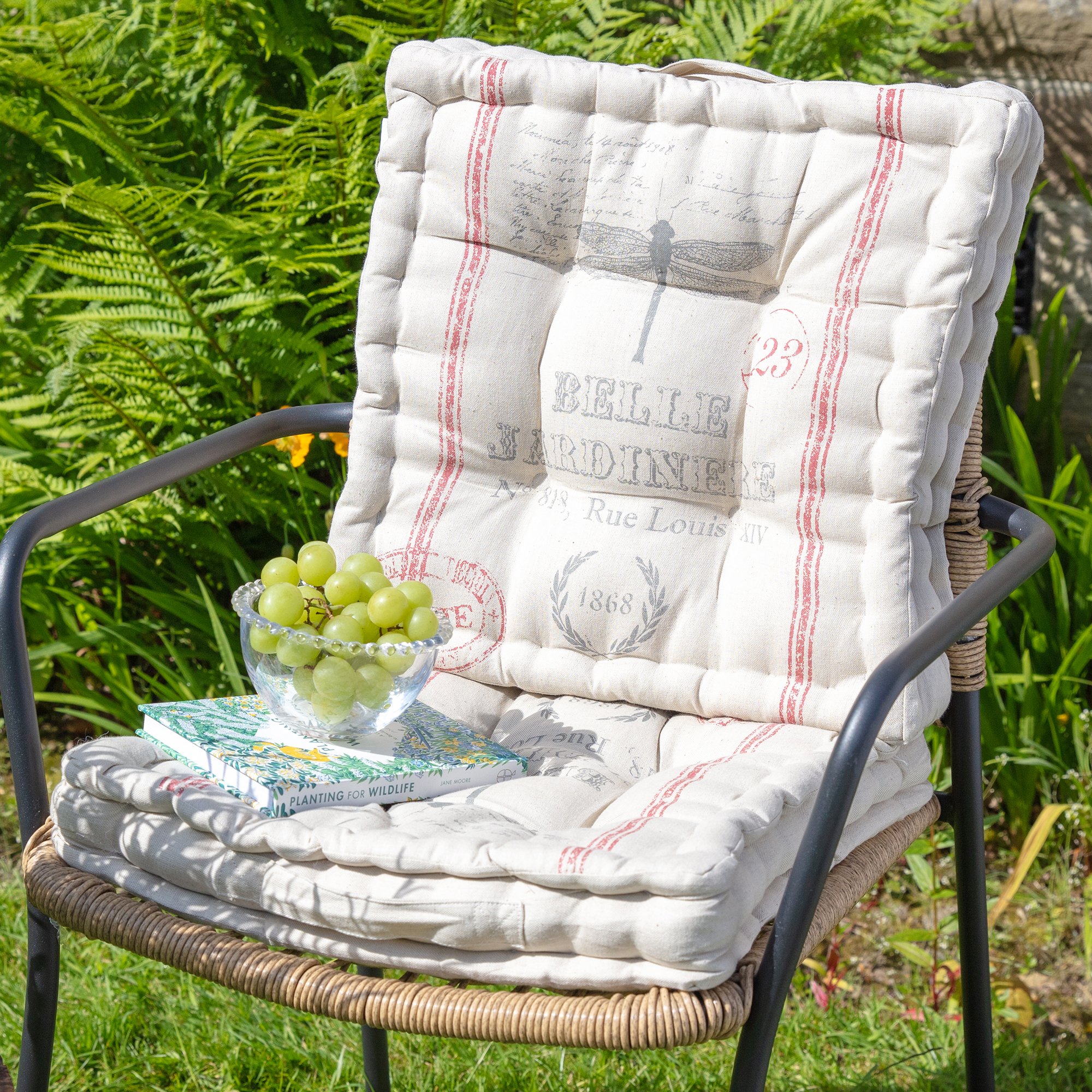 Dibor Set of 2 Belle Jardinere Outdoor Garden Chair Cushion Seat Pads - Cream