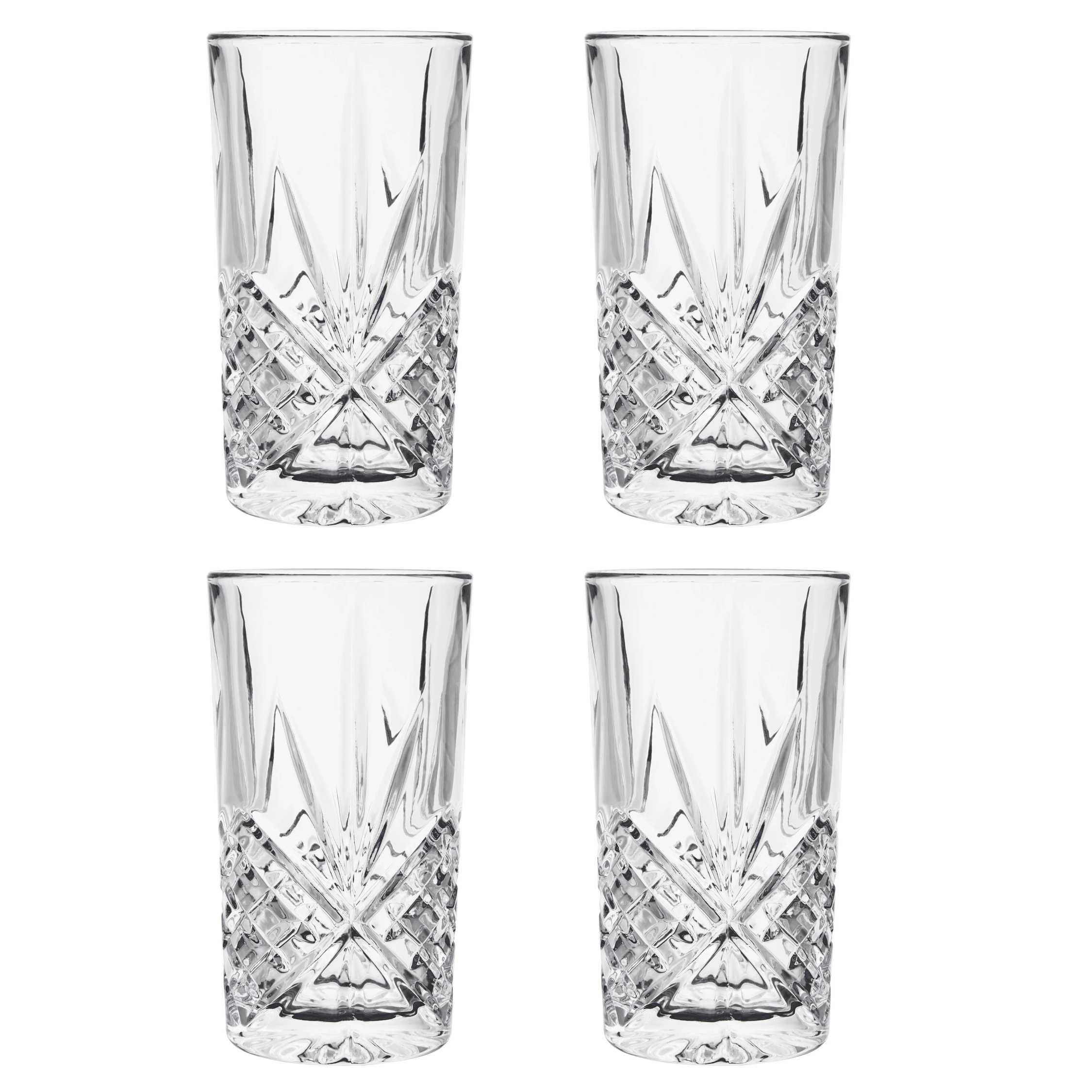 Orsina Beaufort Set of 4 Crystal High Ball Glasses – Clear