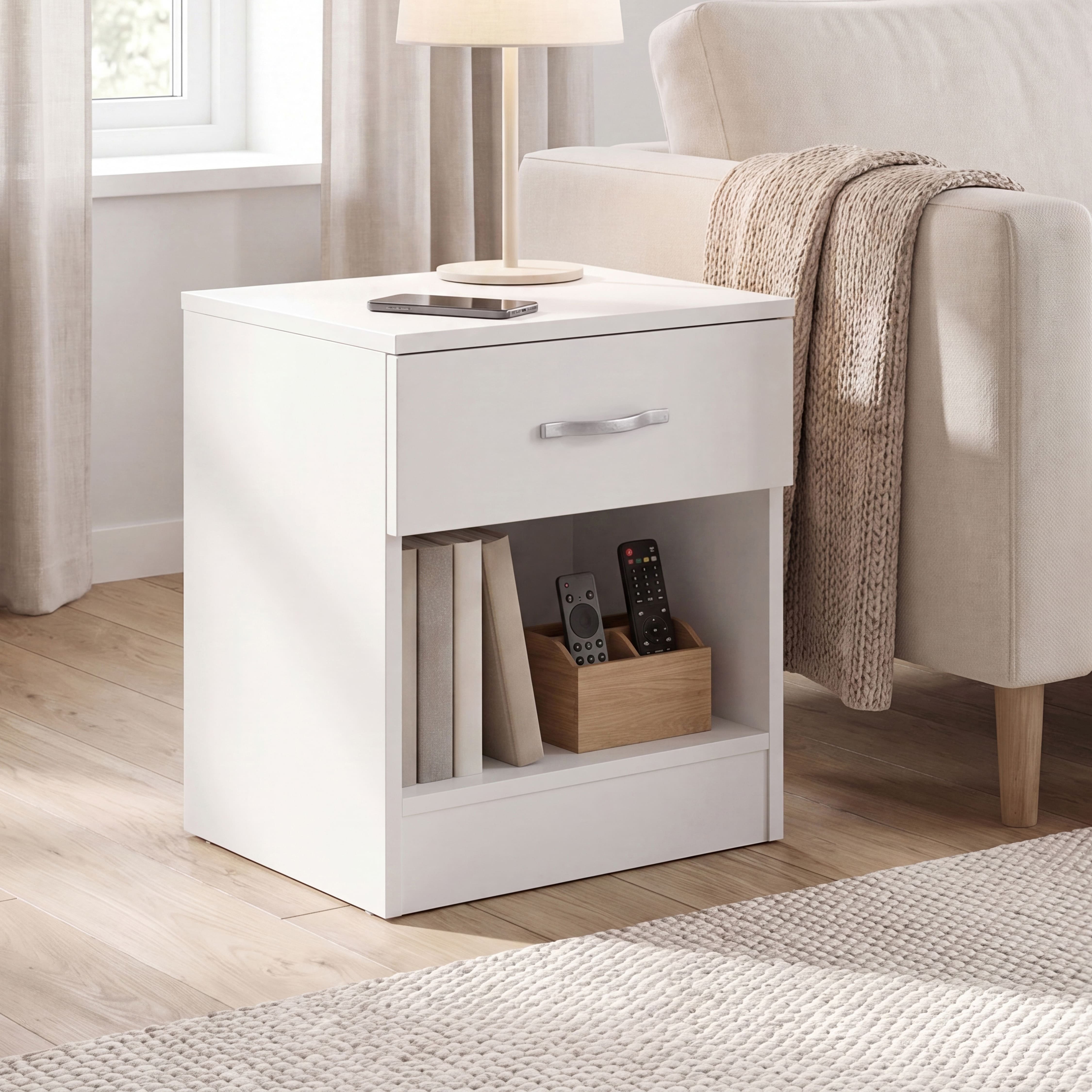 Vida Designs Riano 1 Drawer Bedside Chest - White