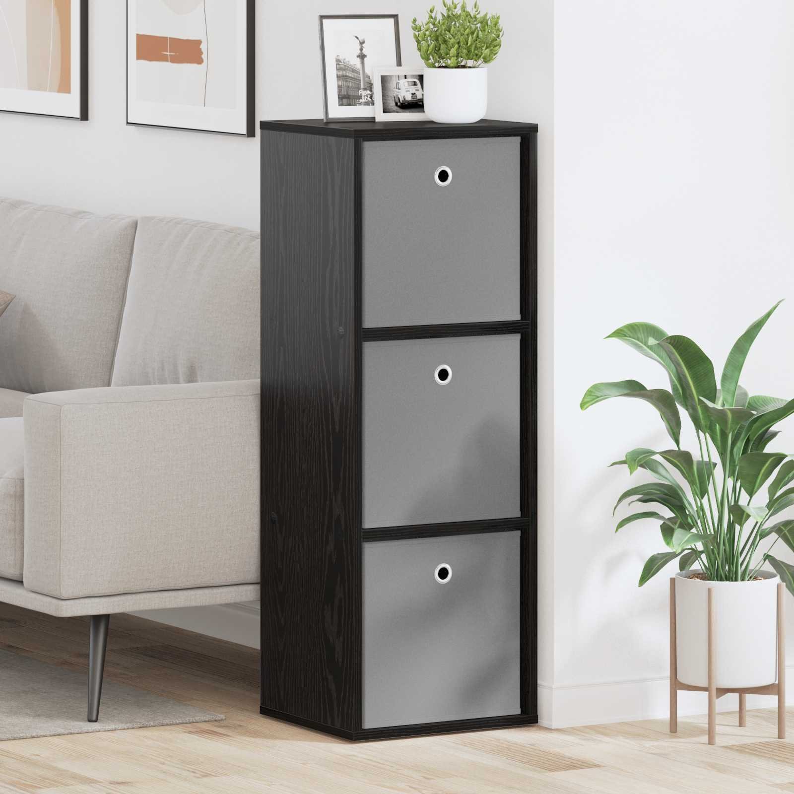 Walplus Sideboard with Drawers - Black Oak - 35 x 32 x 99.5 cm