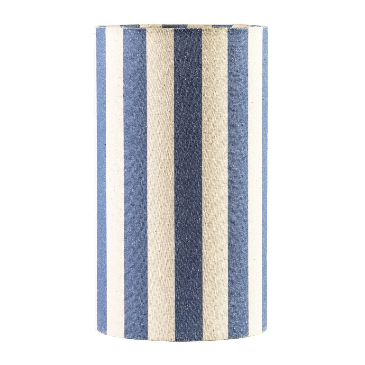 Happy Homewares Amparo Blue and Oatmeal Striped Linen Table Lamp - 12cm