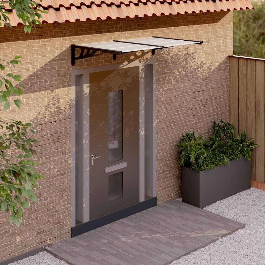 Walplus Polycarbonate Door Canopy - Black and Transparent - 152.5 x 90 x 27.5 cm