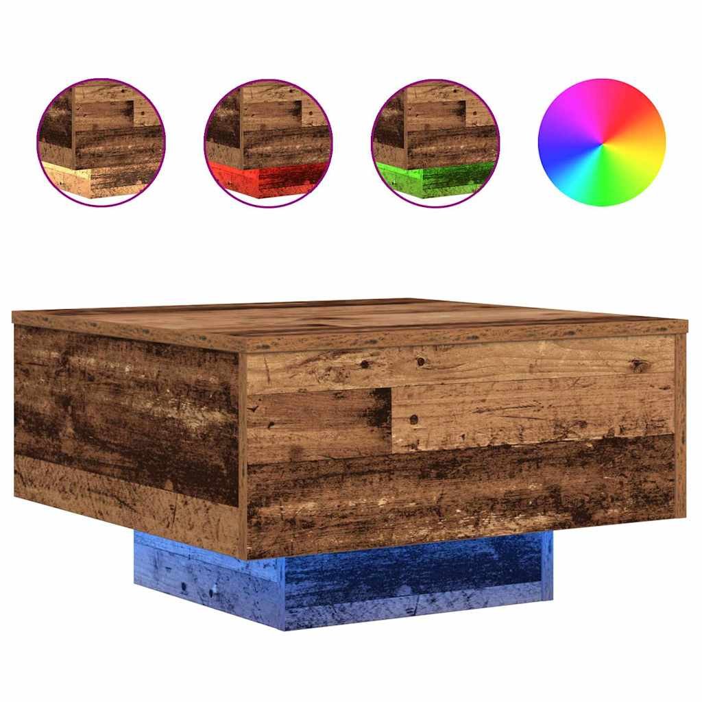 Walplus Engineered Wood Coffee Table - Old wood - 55 x 55 x 31 cm