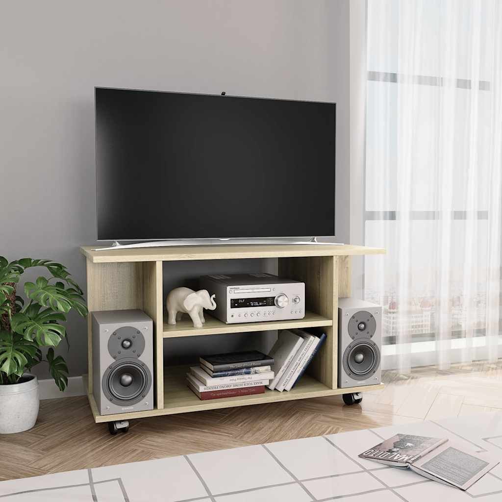 Walplus Engineered Wood TV Cabinet - Light Oak - 80 x 40 x 45 cm