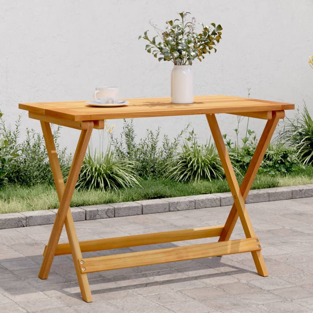 Walplus Solid Acacia Wood Folding Garden Table - Brown - 90 x 52.5 x 65 cm