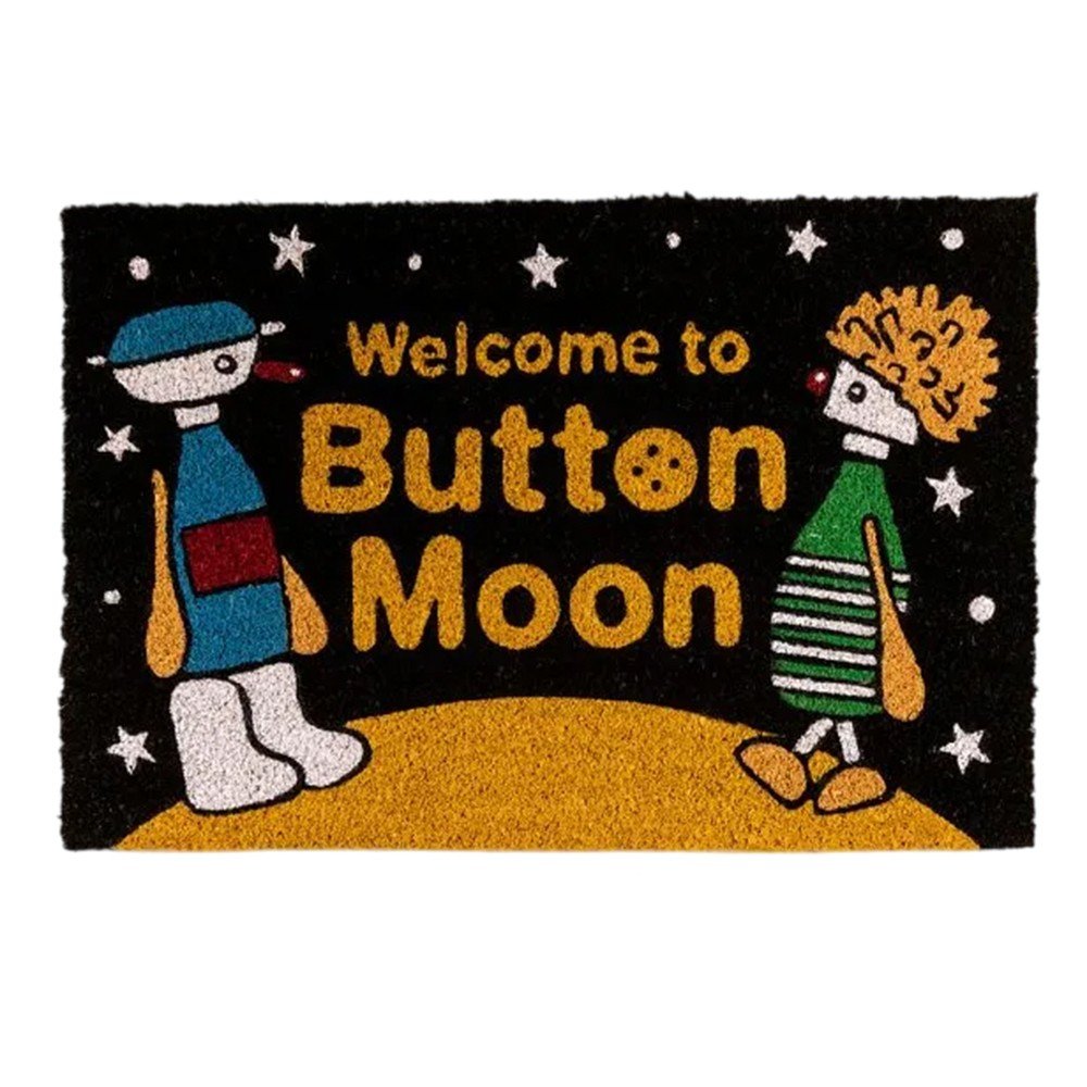 Button Moon Welcome To Door Mat - Black & Yellow