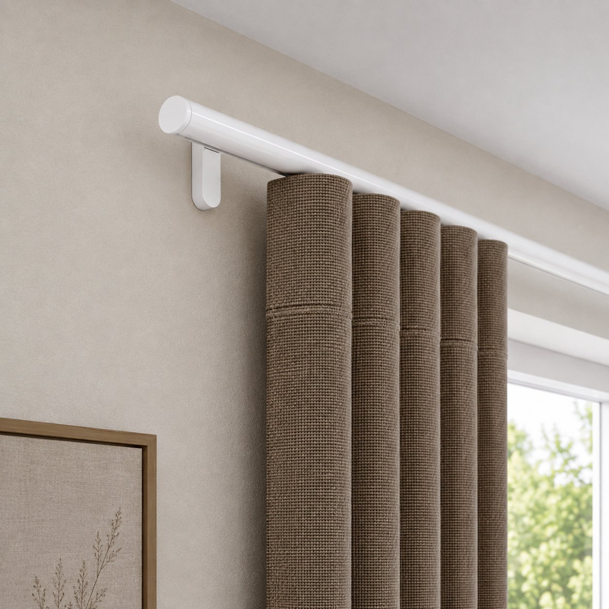 New Edge Blinds 28mm White Styleline Gliding Curtain Pole with End Cap - 270cm