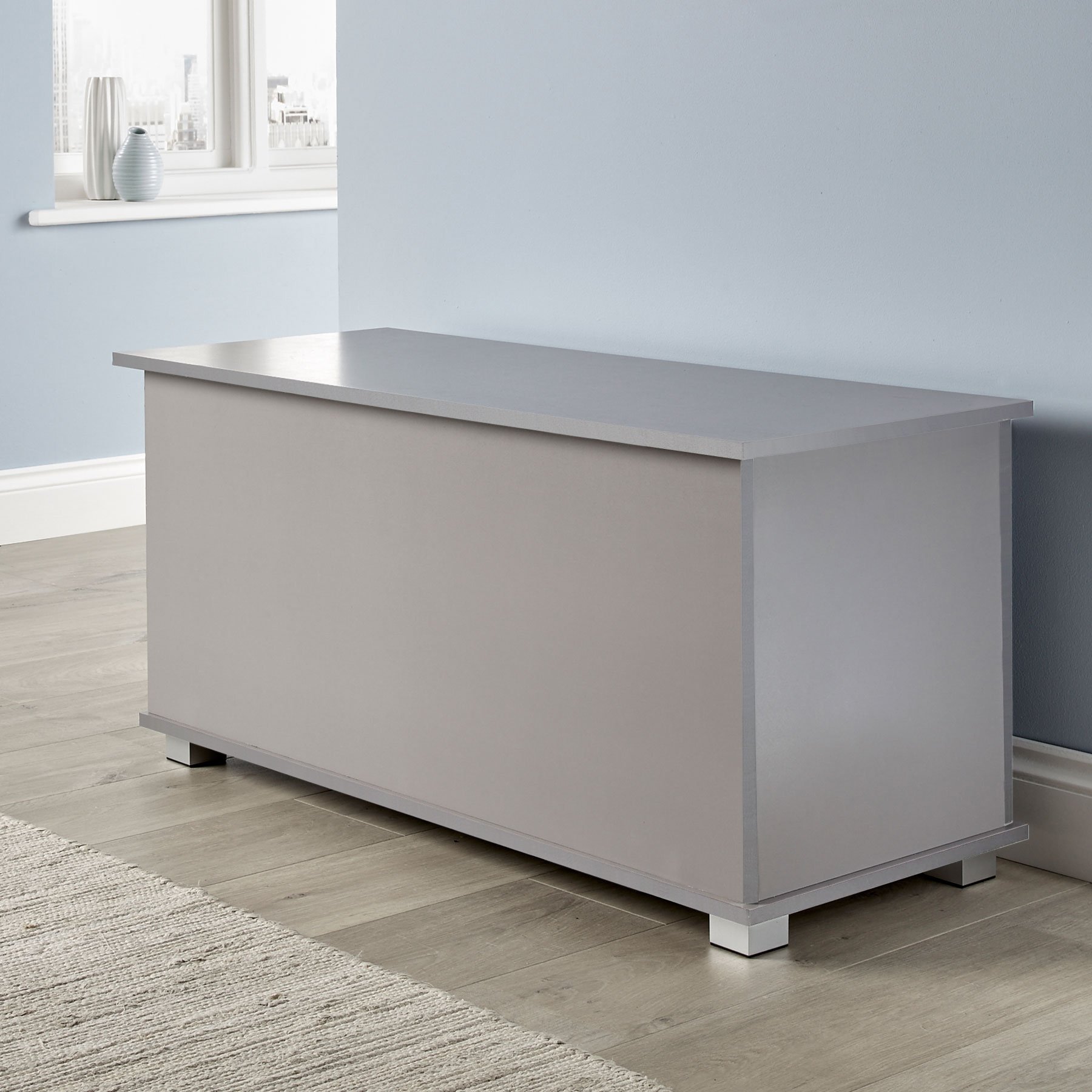 Home Source Malmo 1 Lift-Up Lid Storage Ottoman - Grey