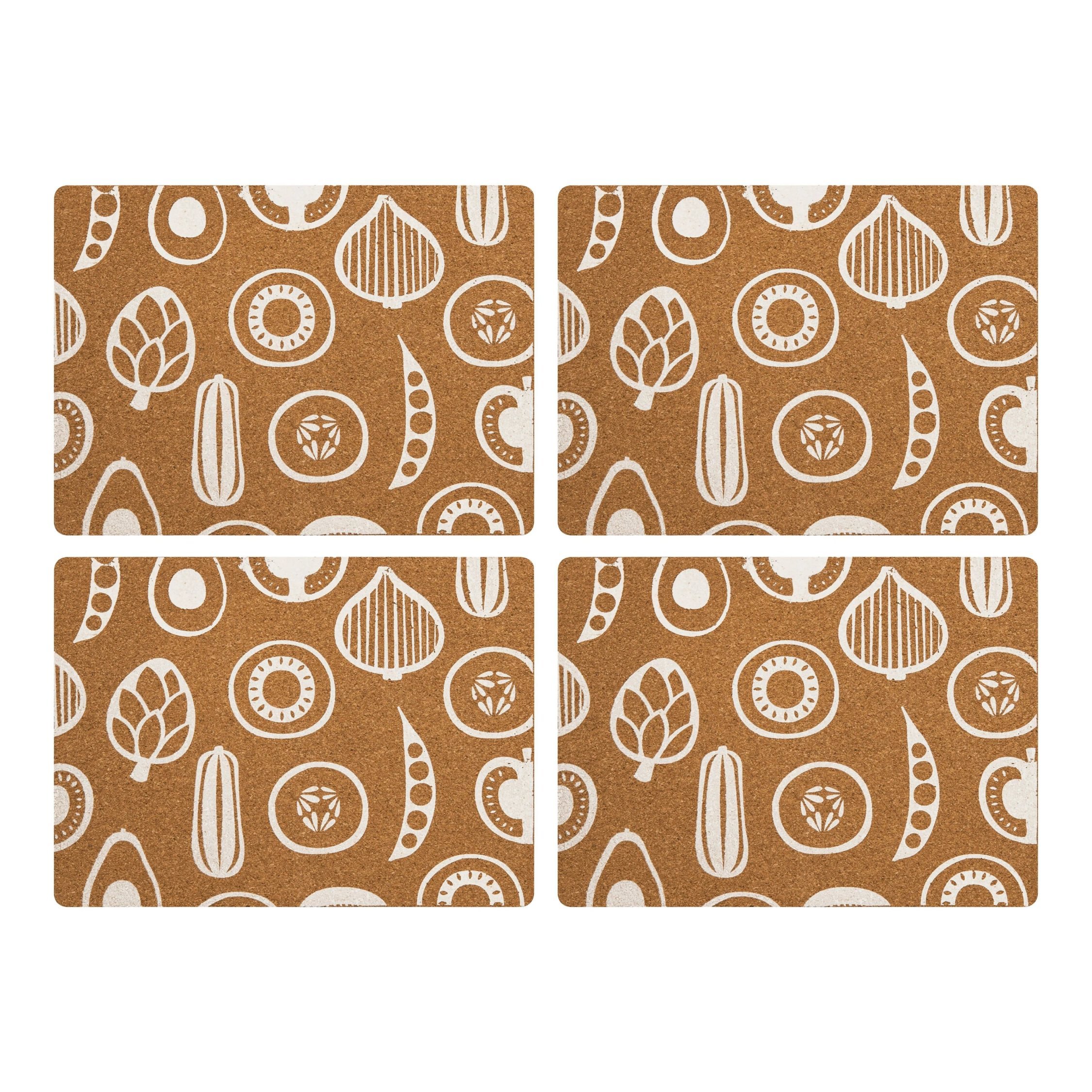 Orsina Besa Set Of 4 Cork Rectangular Placemats - Multicoloured