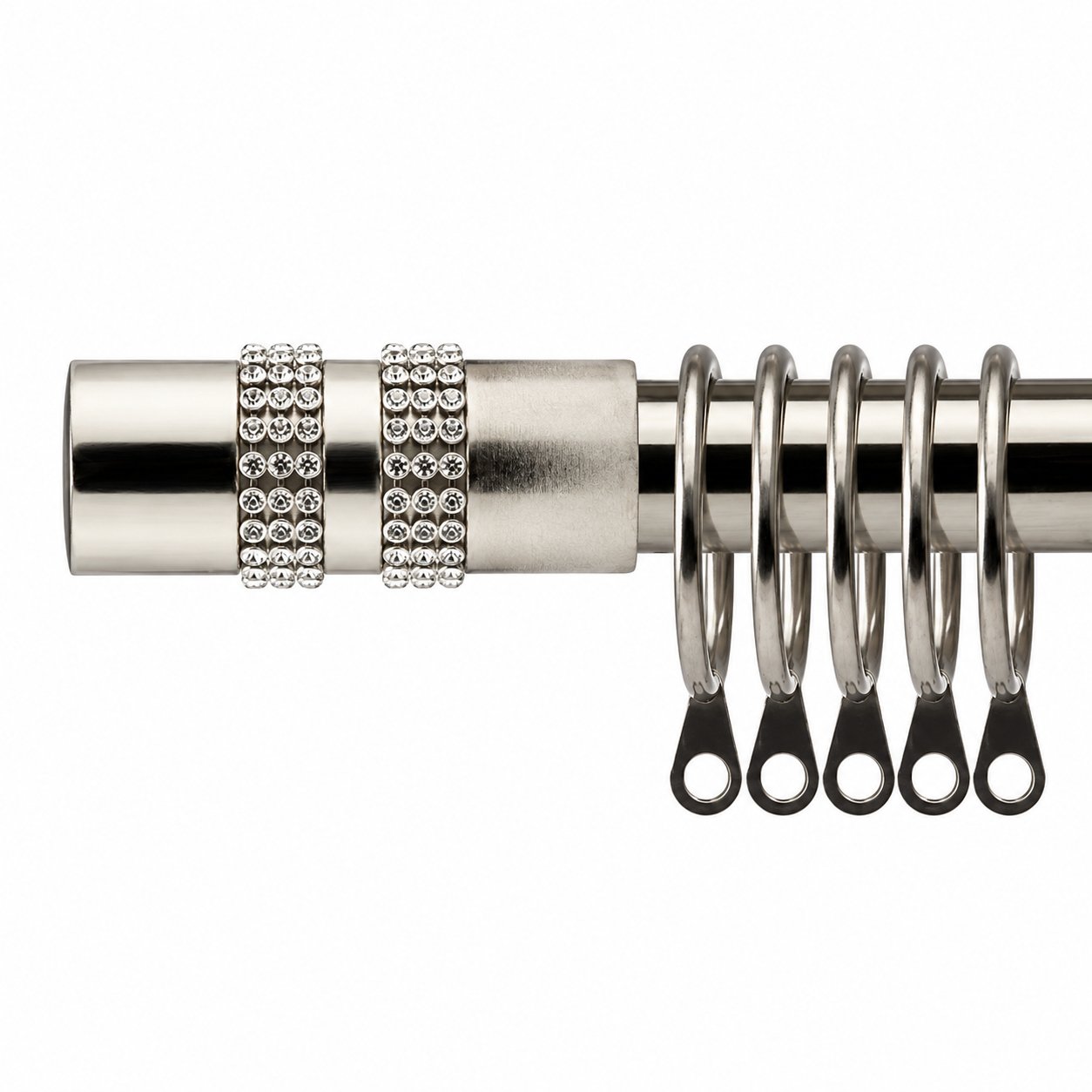 New Edge Blinds 16-19mm Silver Sparkle Extendable Curtain Pole - 120cm - 210cm