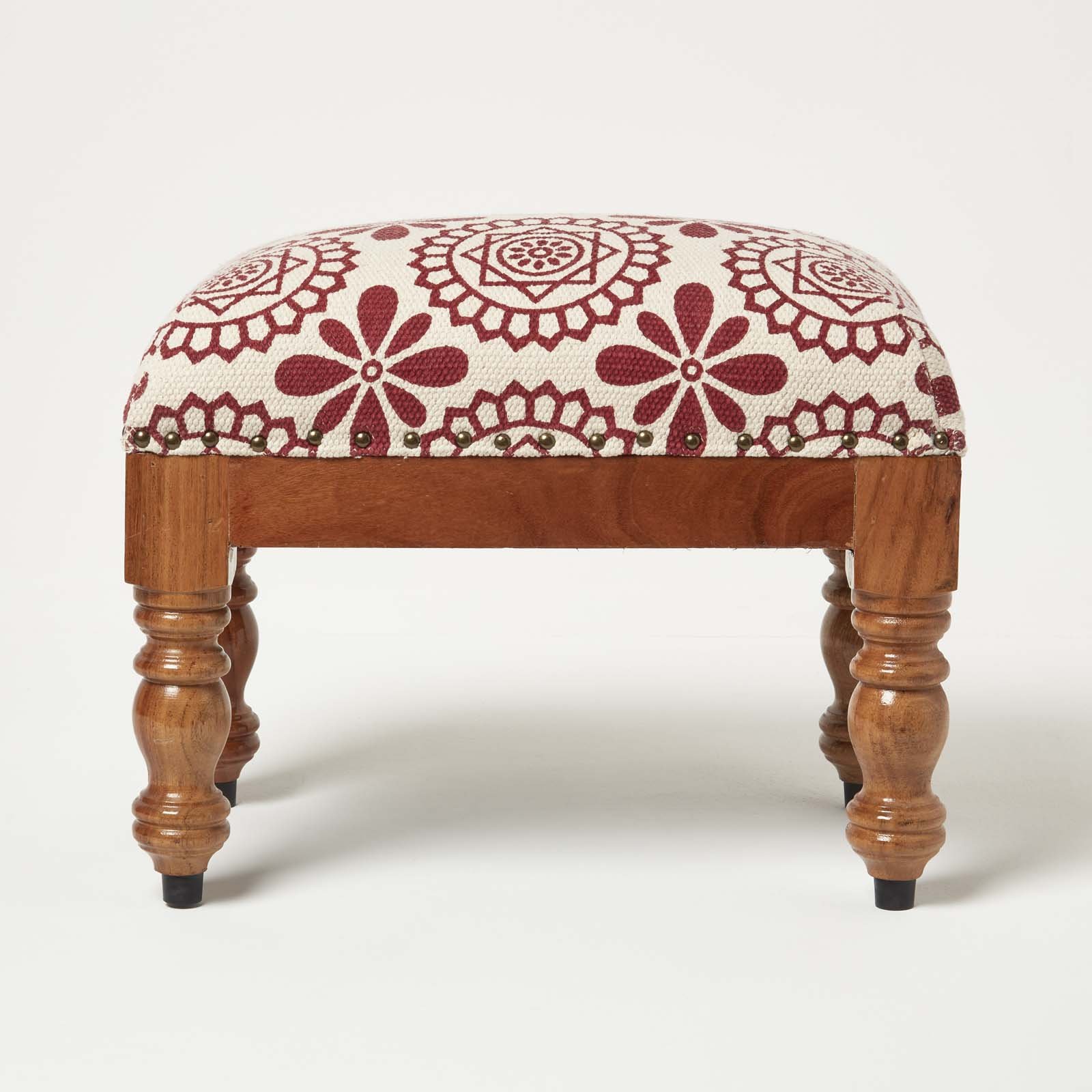 Homescapes Cassia Geometric Footstool – 50 x 30 x 40 cm – Red