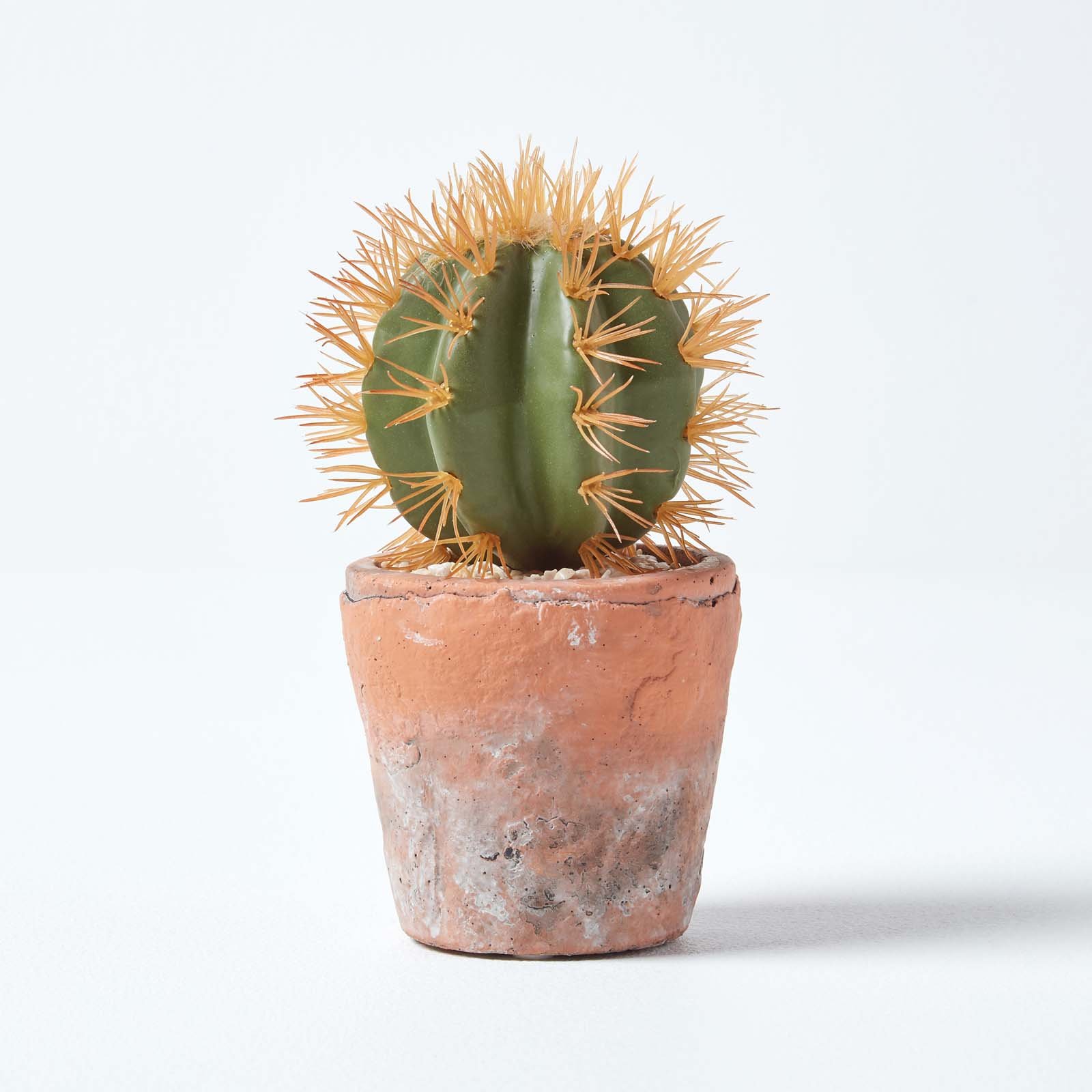 Homescapes Handcrafted Polyfoam Round Cactus Artificial Plant - Orange