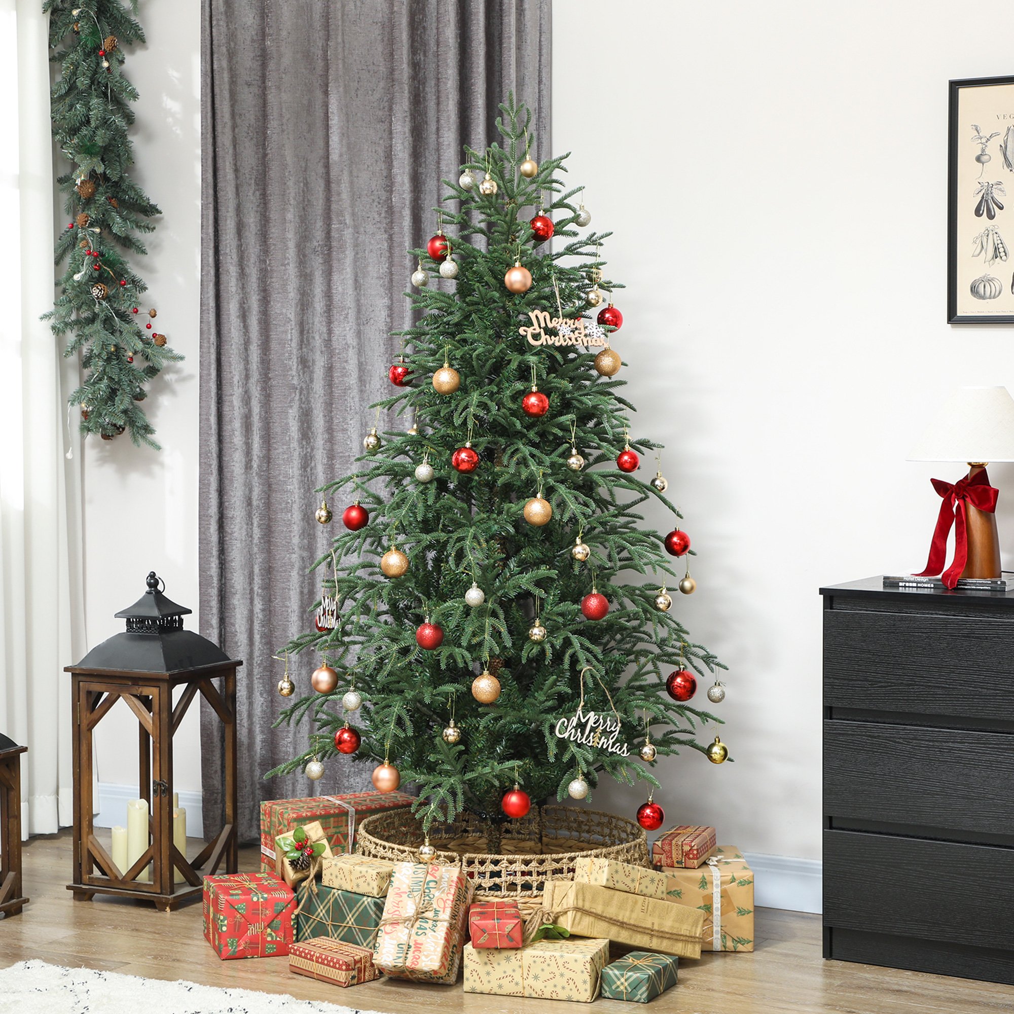HOMCOM 6 ft Artificial Christmas Tree 1814 Realistic Dense Branches - Green