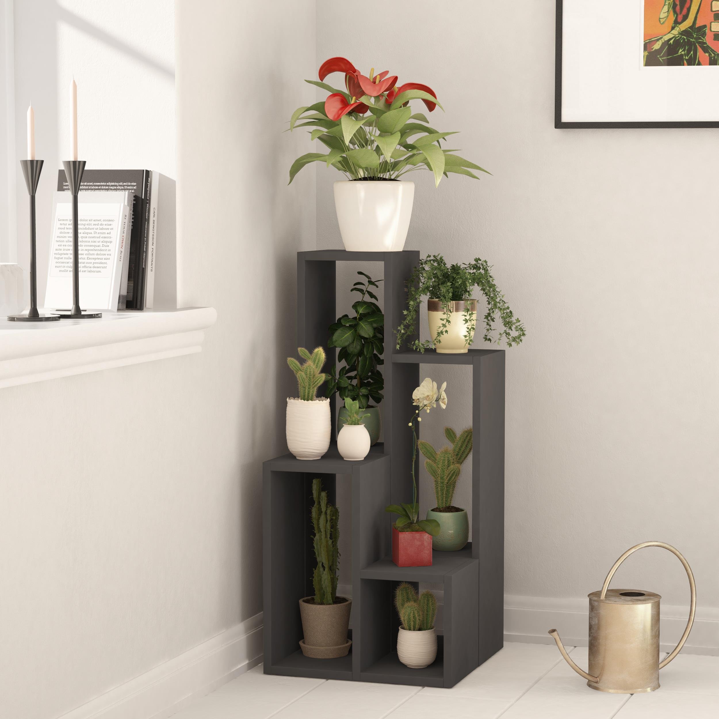 Decortie Sule Particleboard Plant Stand - Anthracite (Set of 2)