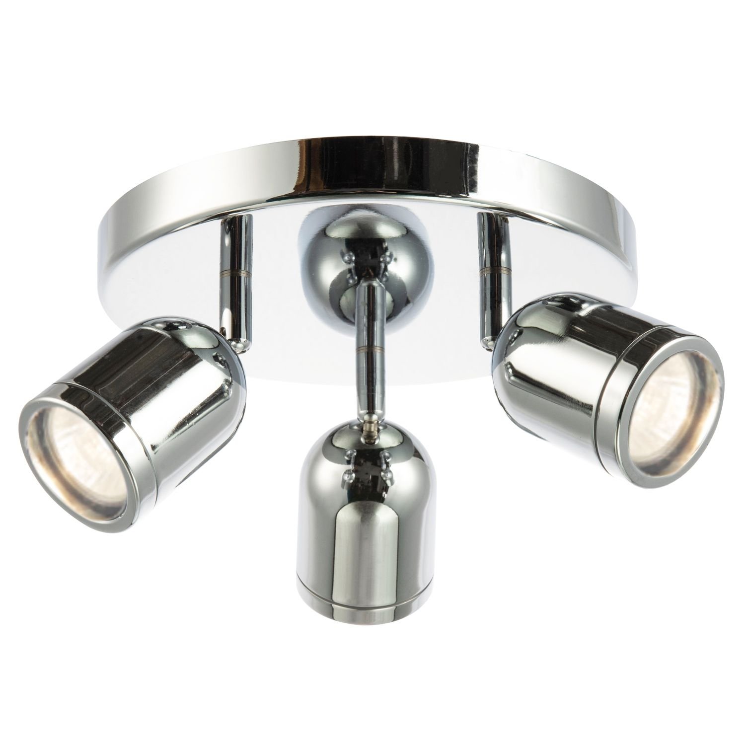 Happy Homewares Chrome Triple Spot IP44 Chrome Bathroom Ceiling Light - 22cm
