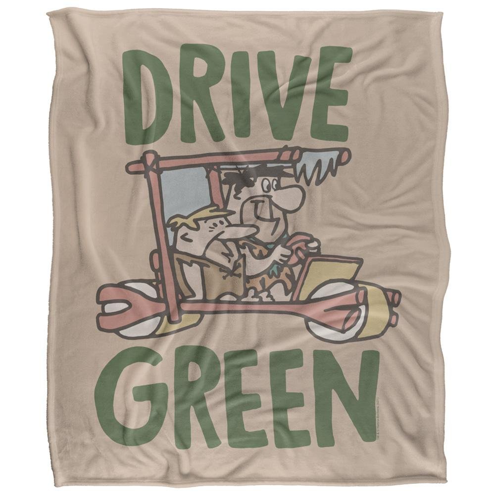 The Flintstones Drive Green Blanket - 152cm x 127cm