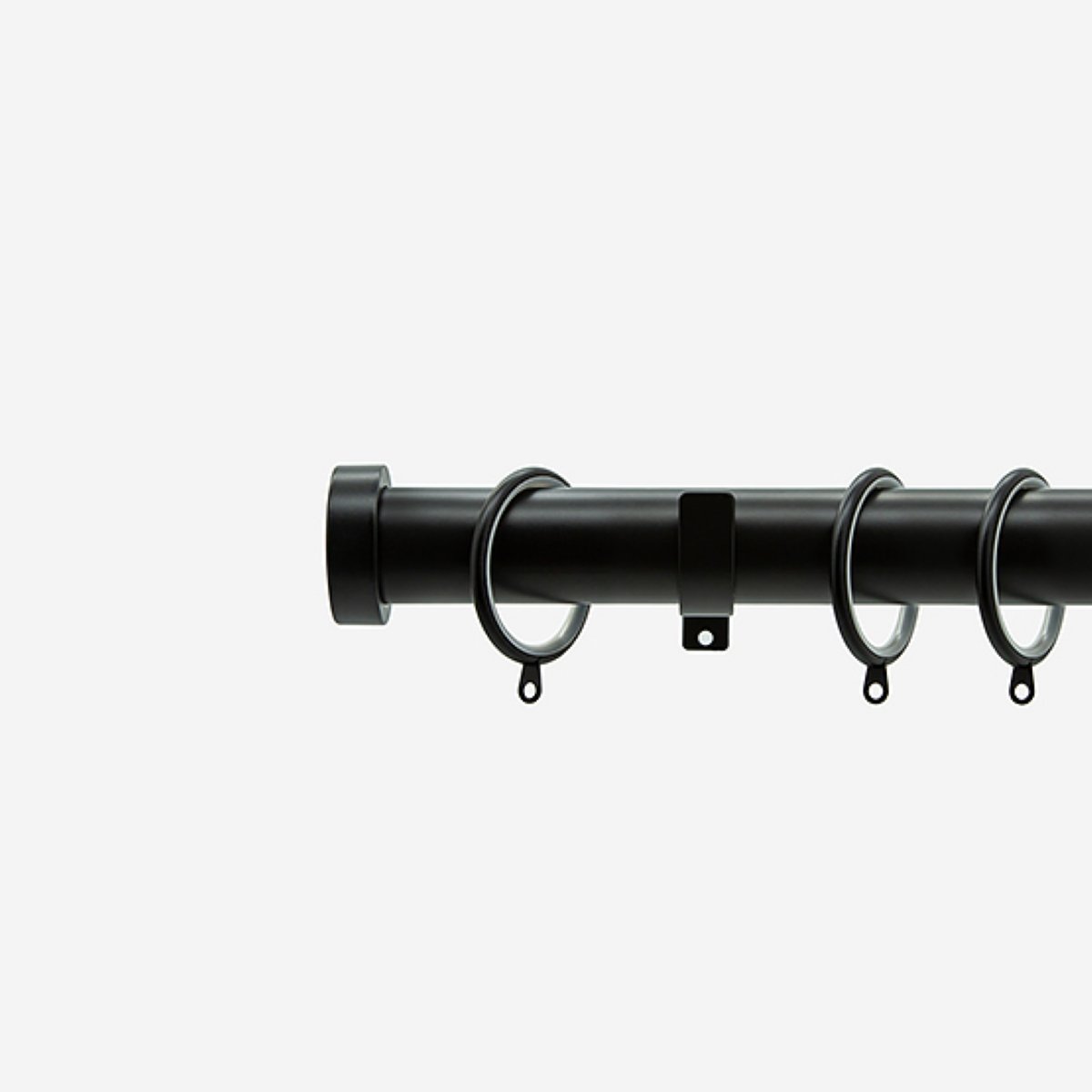 New Edge Blinds Matt Black 28mm Stud Fixed Metal Curtain Pole - 400cm