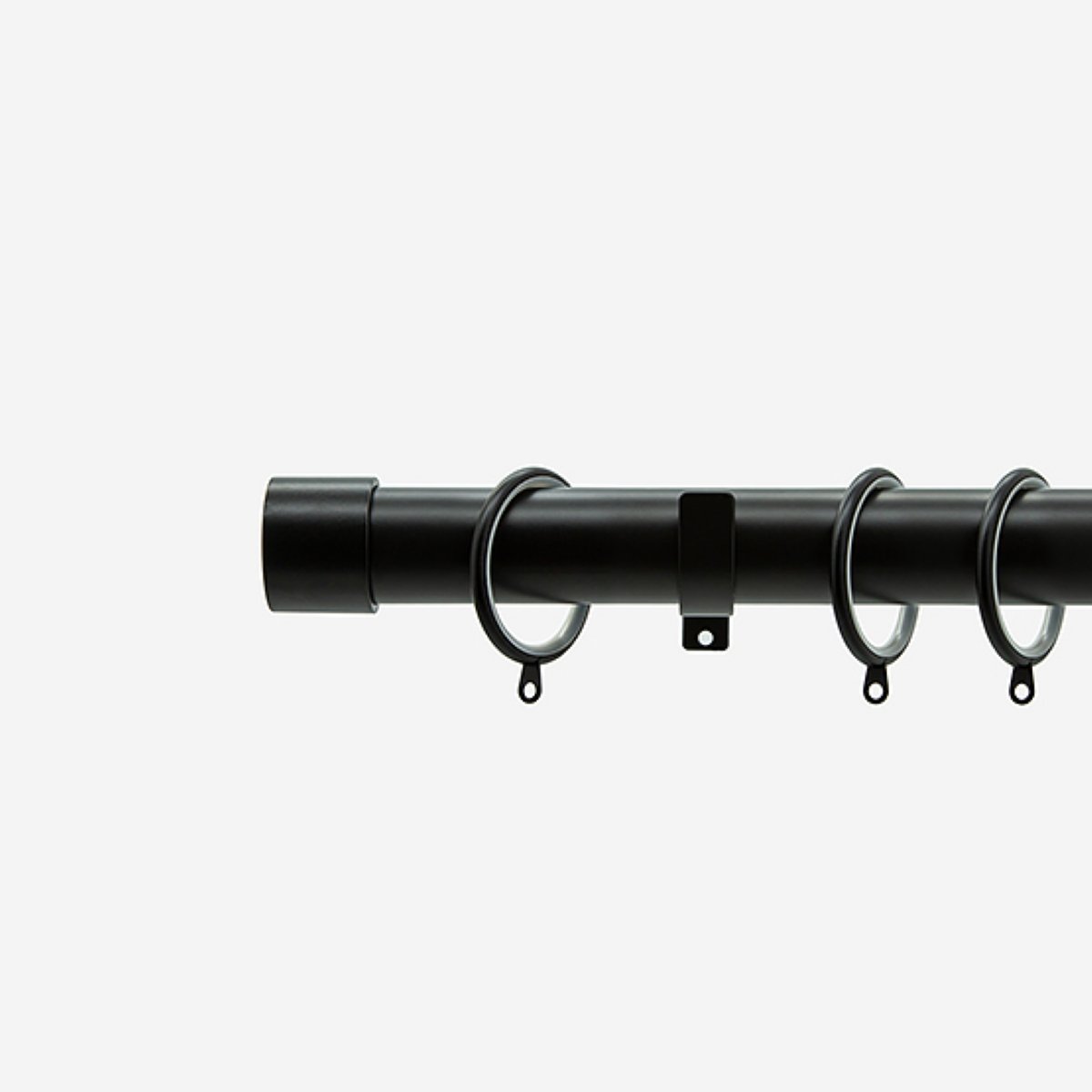 New Edge Blinds Matt Black 28mm End Cap Fixed Metal Curtain Pole - 105cm