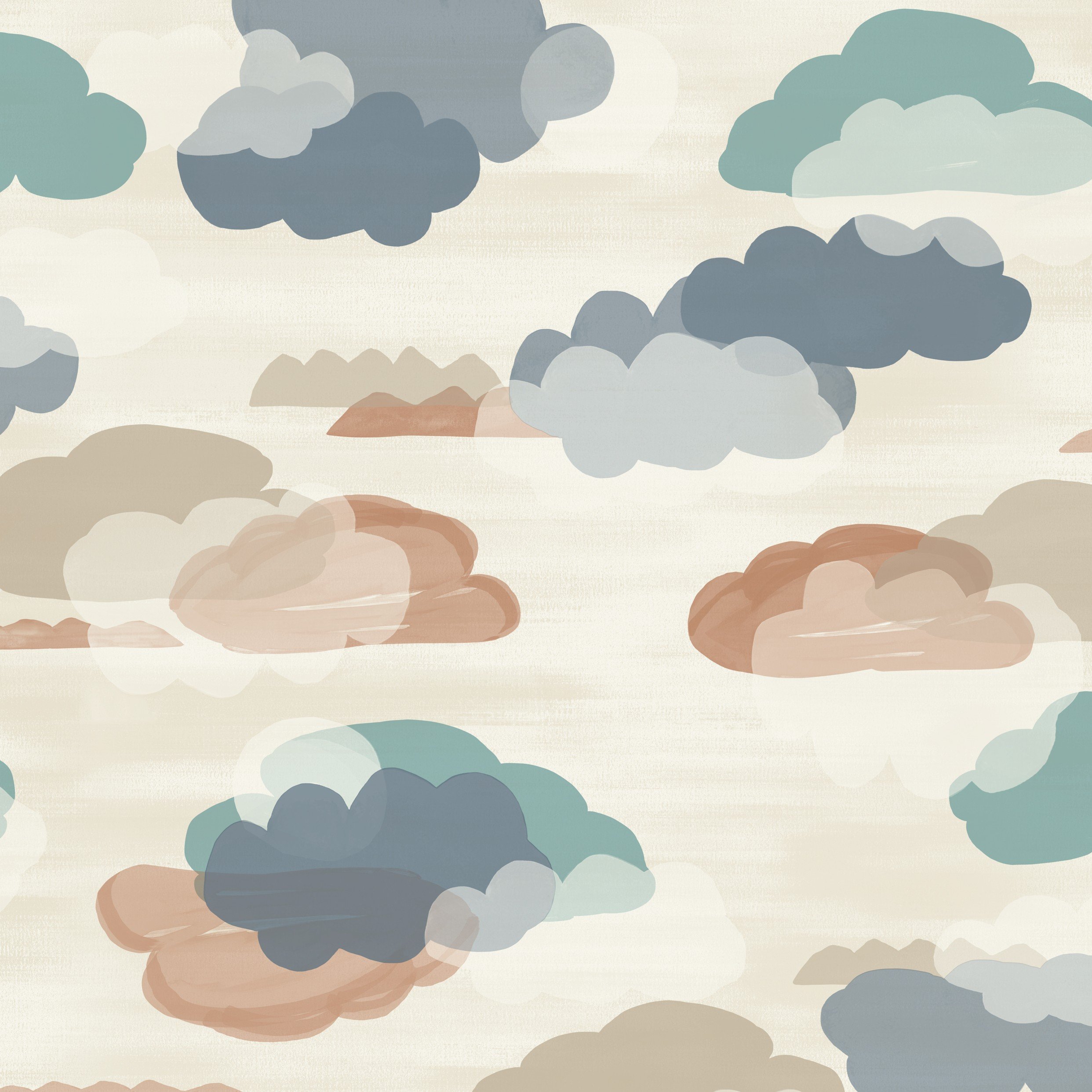 Grandeco Figari Fluffy Clouds Nursery Textured Wallpaper - Blue