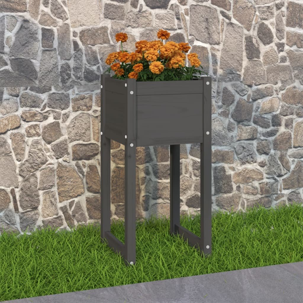 Walplus Wood Garden Planter - Grey - 40 x 40 x 81 cm