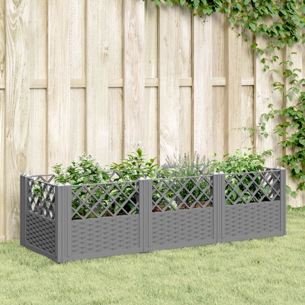 Walplus Polypropylene Garden Planter - Light Grey - 123.5 x 43.5 x 43.5 cm