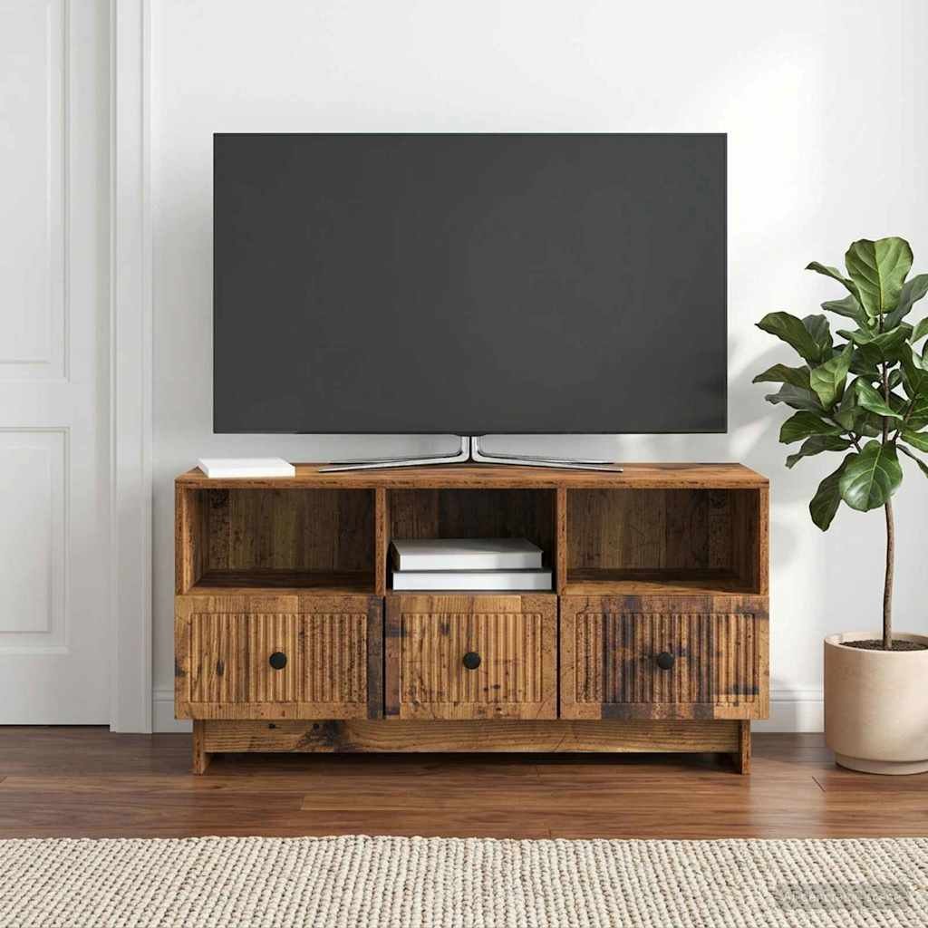 Walplus Engineered Wood TV Cabinet - Old Wood - 102 x 34.5 x 50 cm