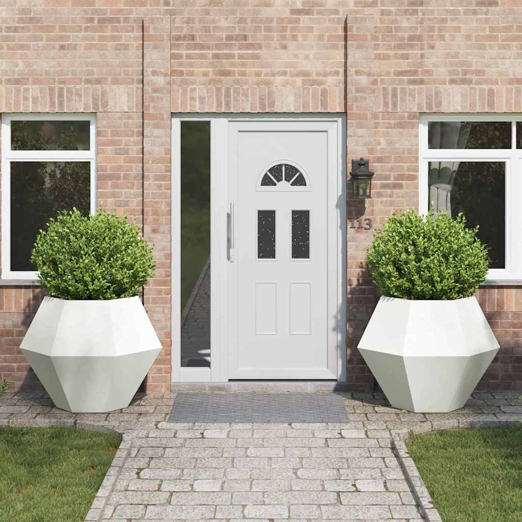 Walplus Pack of 2 Steel Garden Planter - White - 100 x 100 x 80 cm