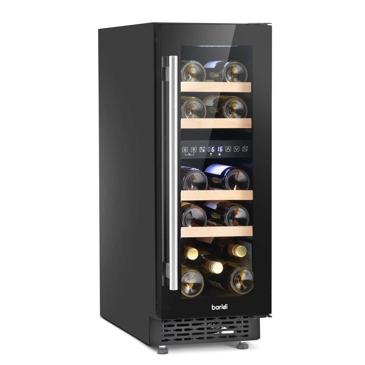 Baridi 17 Bottle Dual Zone Slim Undercounter Wine Cooler - Black