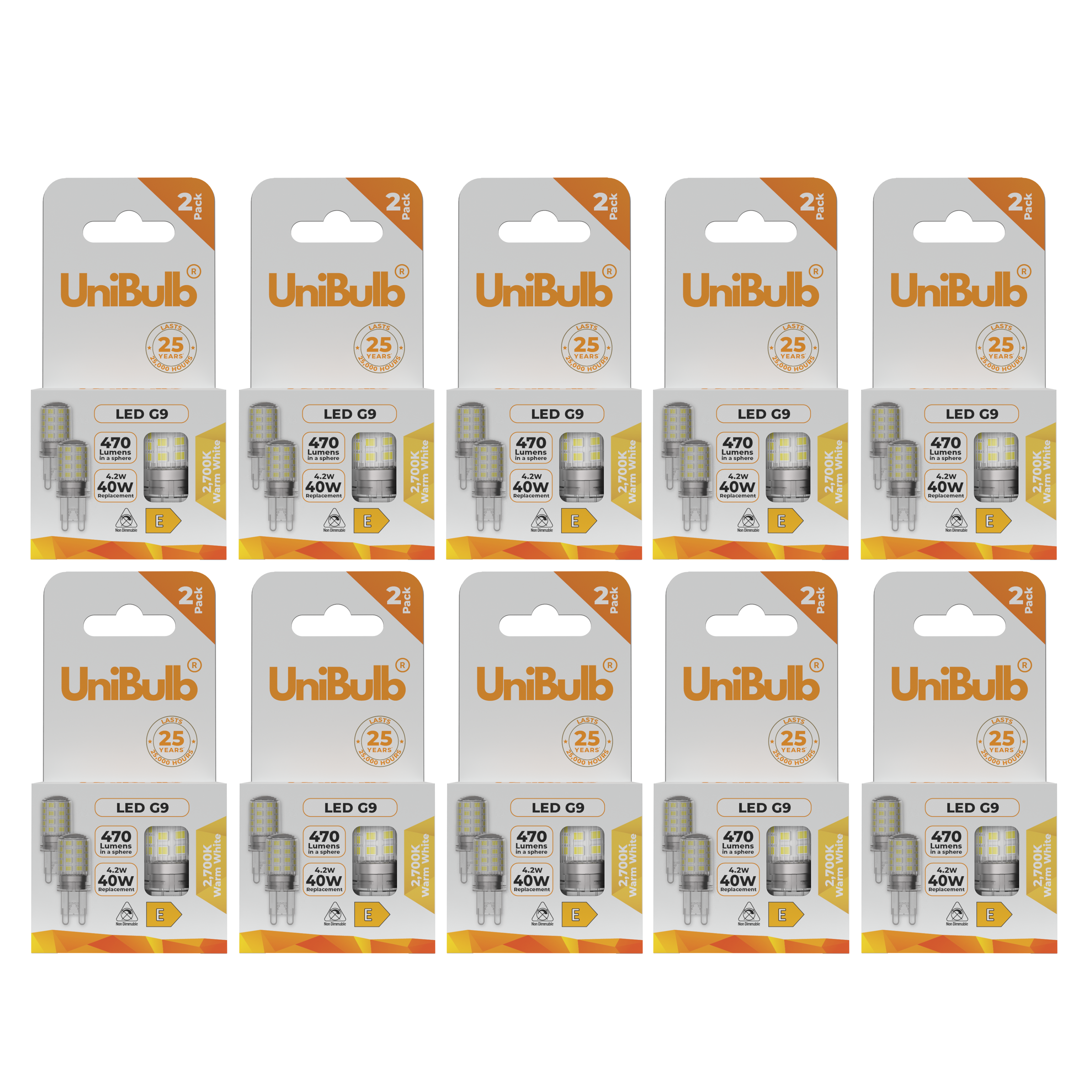 UniBulb 4.2W LED Warm White Capsule G9 Light Bulb - Pack of 20