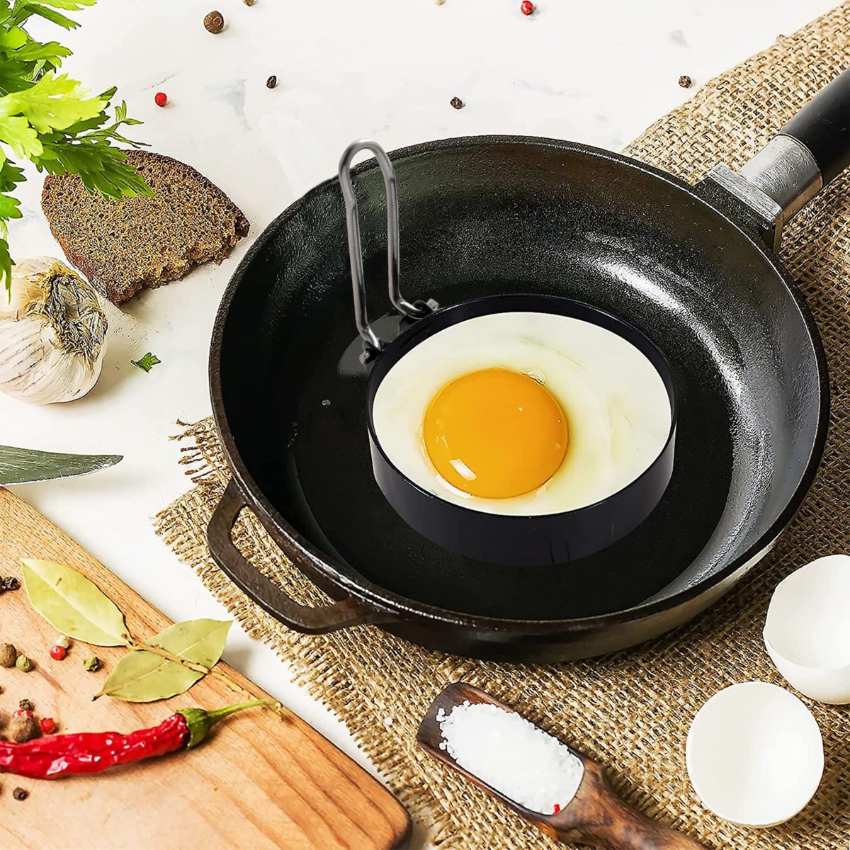 Orsina Bellano Set of 2 Non-Stick Egg Rings – Black and Silver