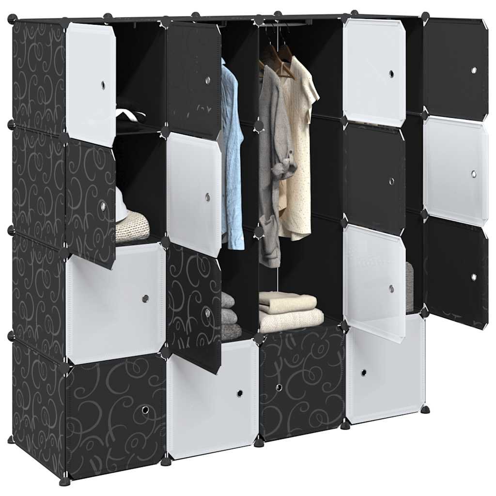 Walplus Storage Cube Organiser - Black and White - 145.5 x 46.5 x 144 cm