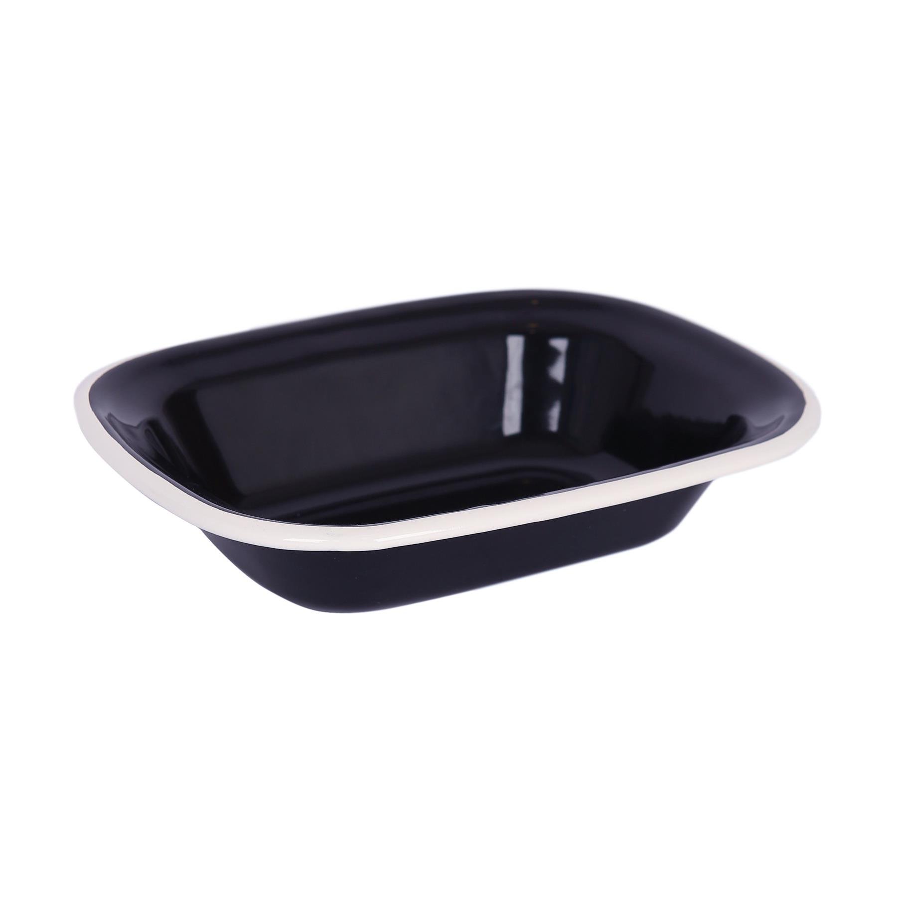 Argon Tableware Black Enamel Pie Dish - White