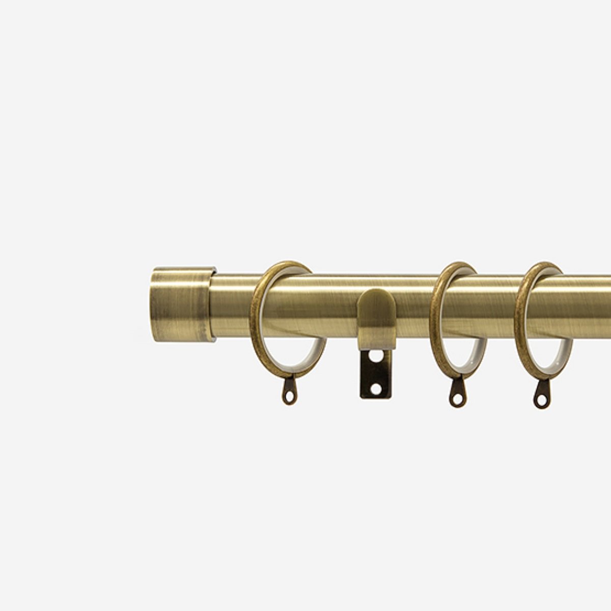 New Edge Blinds Antique Brass 28mm End Cap Fixed Metal Curtain Pole - 400cm