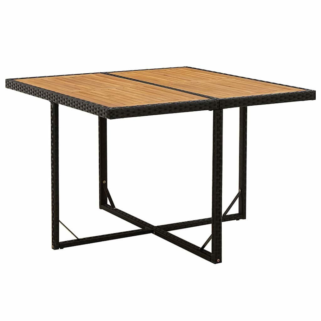 Walplus Poly Rattan Garden Table - Black - 109 x 107 x 74 cm