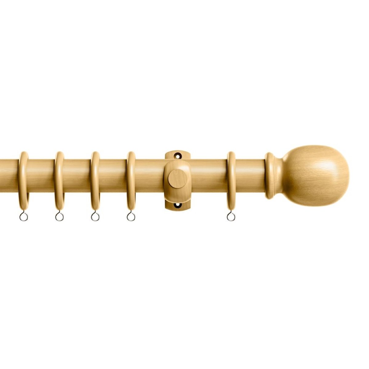 New Edge Blinds 28mm Light Ash Classic Wooden Curtain Poles Set - 150cm