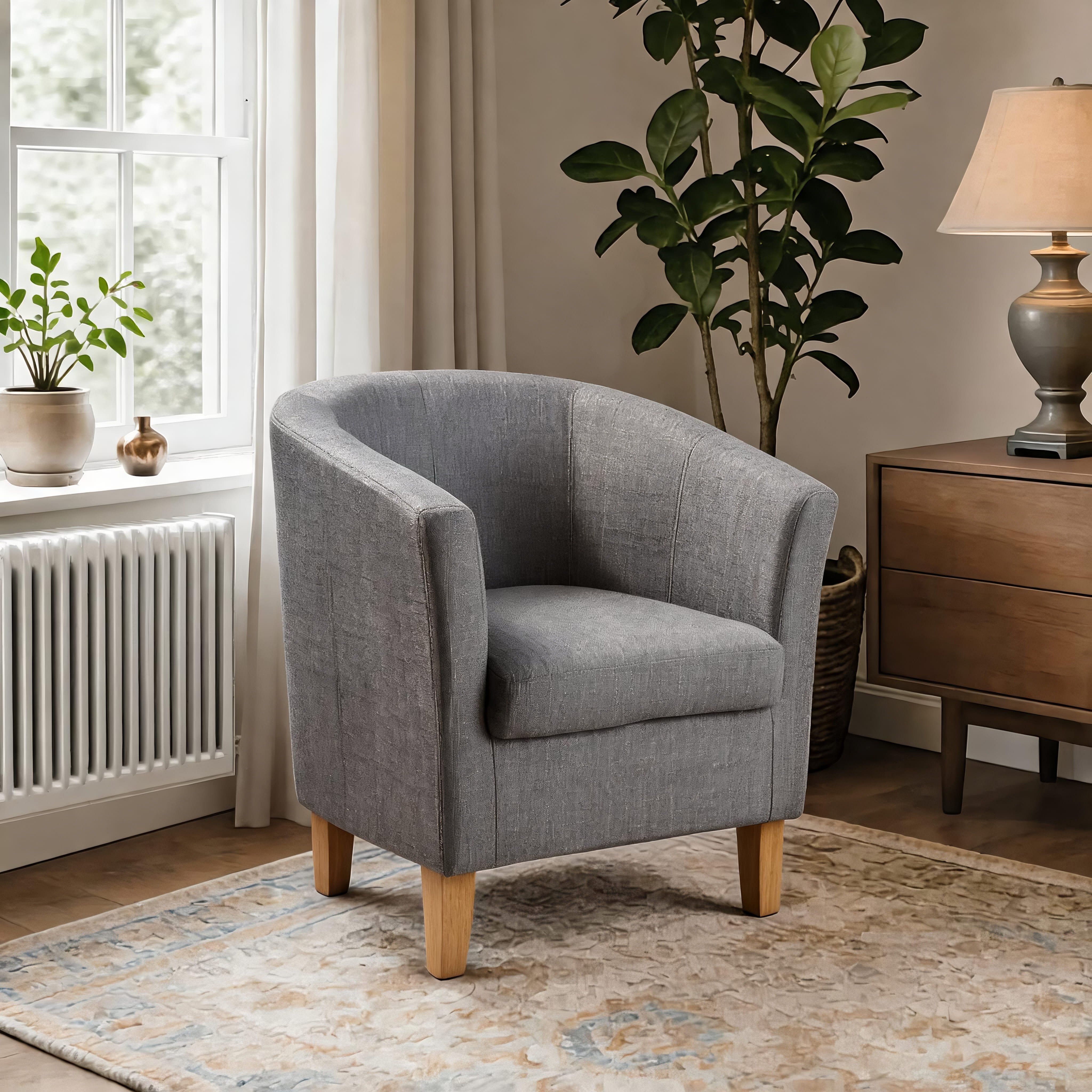 Home Source Bedford Small Padded Tub Chair - Light Grey