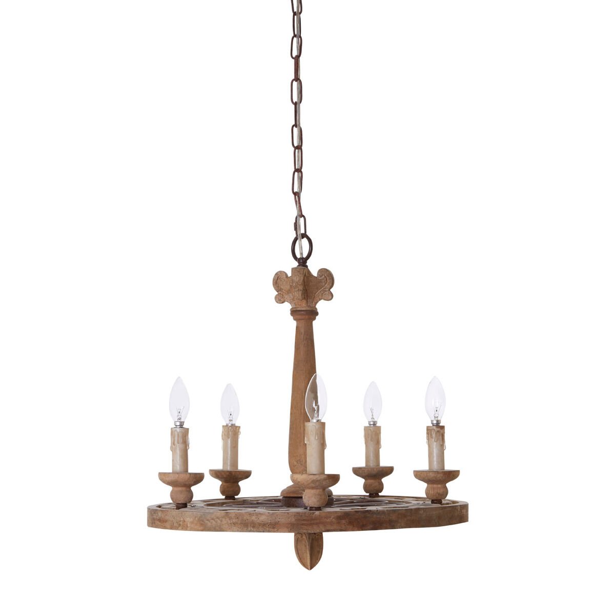Orsina Paxton 5 Arm Oak Wood Chandelier - Brown