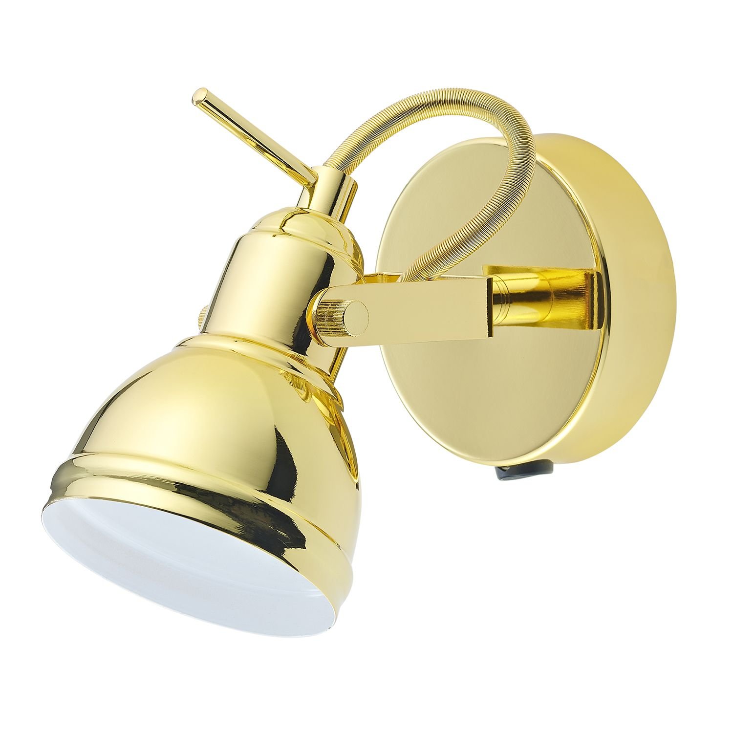 Happy Homewares Industrial Polished Gold Switched Spot Wall Light - 10cm