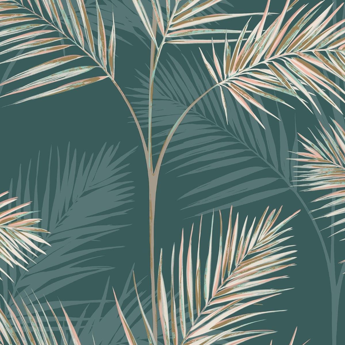 Fine Decor South Beach Palm Leaf Wallpaper - Emerald Green